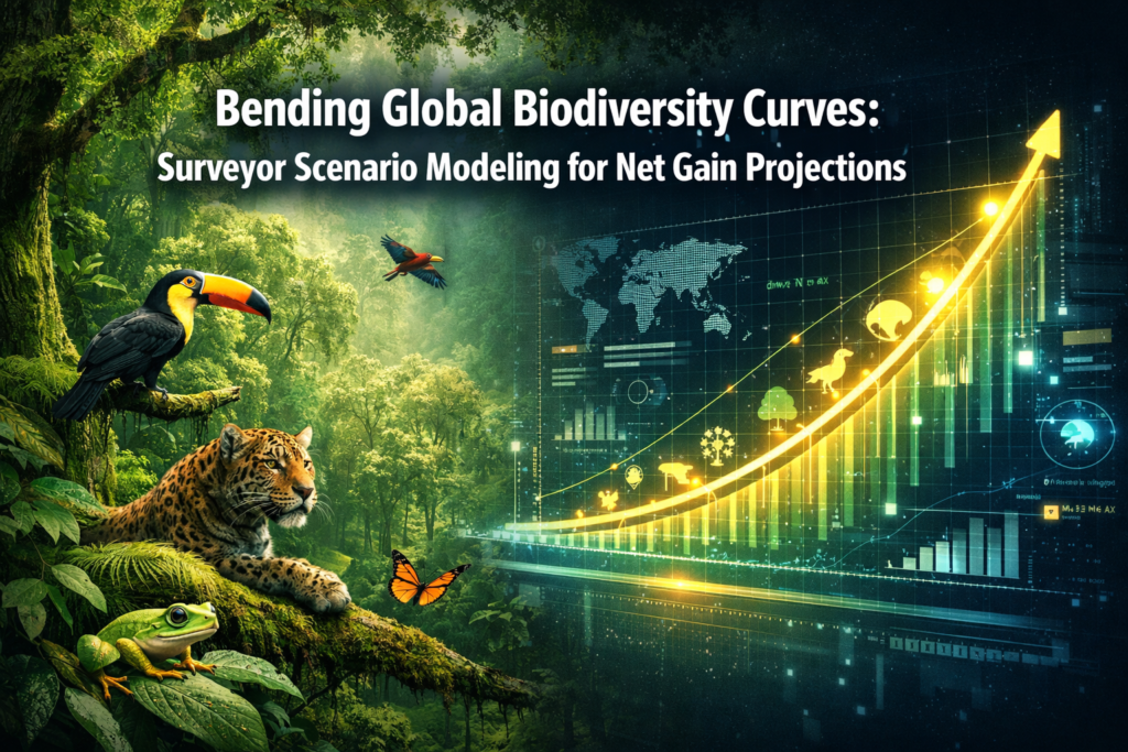 Bending Global Biodiversity Curves: Surveyor Scenario Modeling for Net Gain Projections