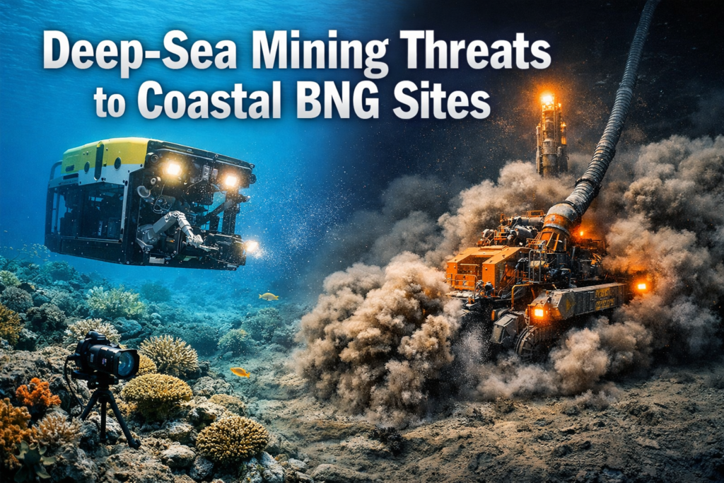 Deep-Sea Mining Threats to Coastal BNG Sites: Surveyor Protocols for Monitoring Seabed Ecosystem Spillover