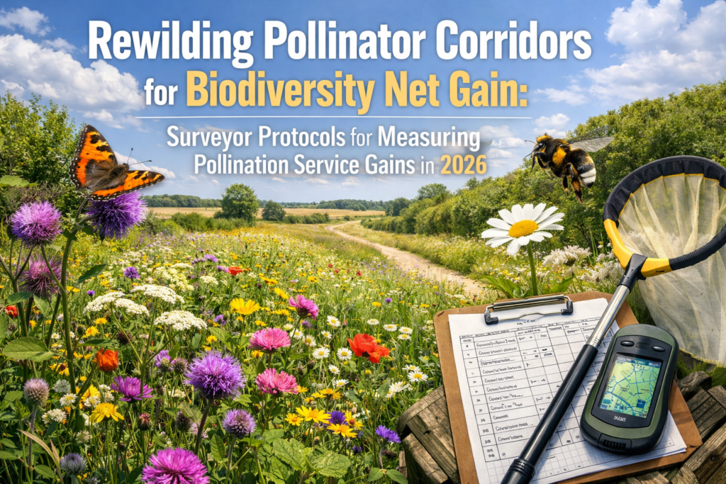 Rewilding Pollinator Corridors for Biodiversity Net Gain: Surveyor Protocols for Measuring Pollination Service Gains in 2026